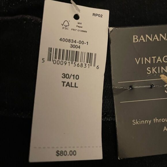 Banana Republic MID-RISE SKINNY JEAN Black size 30/10 Tall NWT Retail $80 - Picture 9 of 9